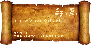 Szilvásy Roland névjegykártya